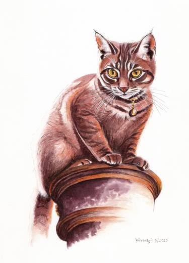 Original Figurative Cats Drawing by Lilla Varhelyi