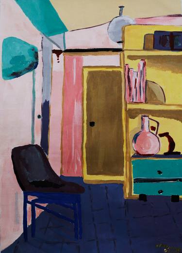 Original Impressionism Interiors Painting by Muyiwa Osifuye