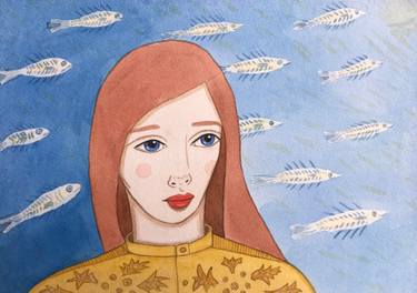 Original Illustration Portrait Paintings by Kitty Cooper