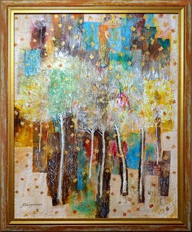 Original Abstract Floral Mixed Media by Jamal Toomaj