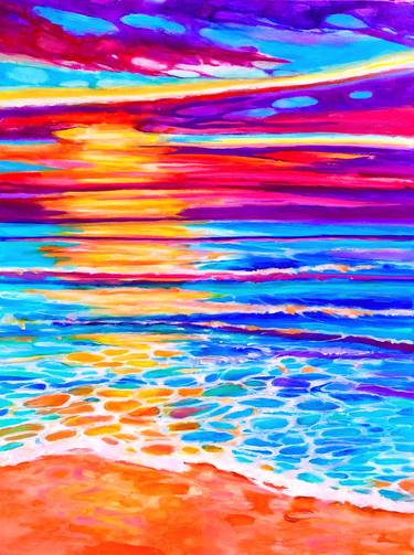 Original Abstract Expressionism Beach Painting by Helen Kagan