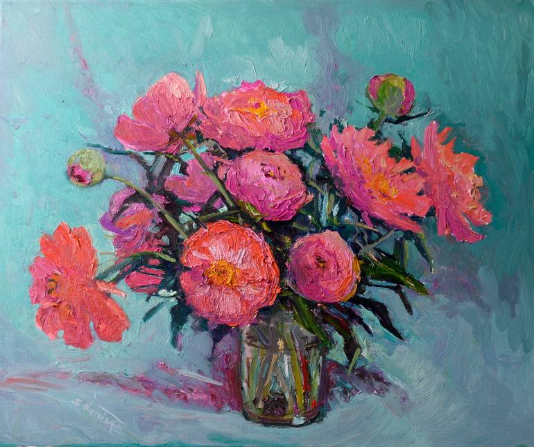 Print of Impressionism Floral Paintings by Suren Nersisyan