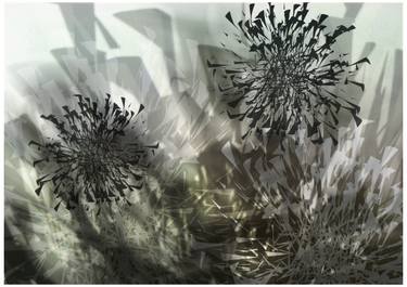 Original Abstract Botanic Mixed Media by Ton Van Velsen