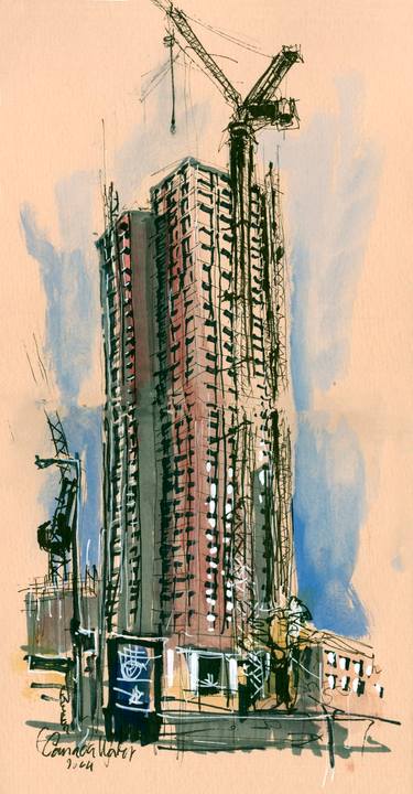 Original Figurative Architecture Drawing by Pascal Fessler