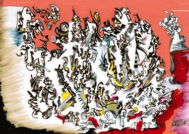 Original Abstract Expressionism Men Drawings by Jakub Kreft
