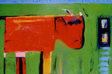 Original Abstract Expressionism Animal Painting by Ricia Araiza Michael Leventhal