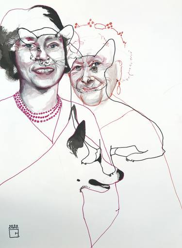 Original Surrealism Portrait Drawings by Olga Gál