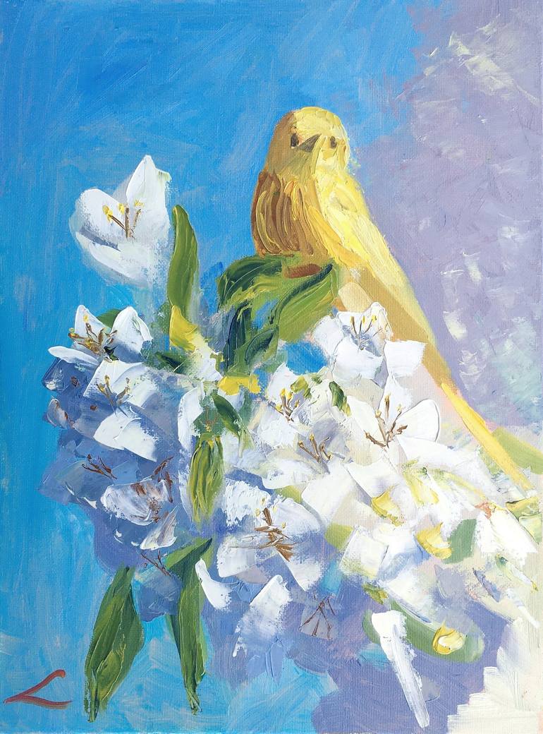 Spring bird Painting by Elena Sokolova | Saatchi Art