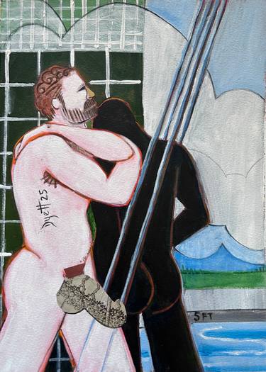 Original Abstract Men Painting by David Dyett