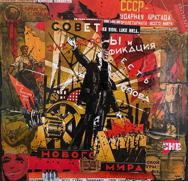 Original Abstract Political Collage by Preben Saxild