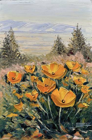 Original Contemporary Floral Painting by Lisa Elley