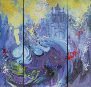 Original Abstract Expressionism Architecture Paintings by Anastasiia Grygorieva