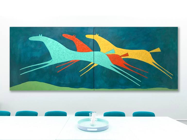 Original Abstract Expressionism Horse Paintings by Sharon Pierce Mccullough