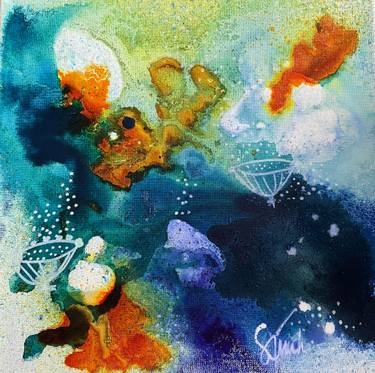Original Abstract Expressionism Botanic Mixed Media by Shelli Finch