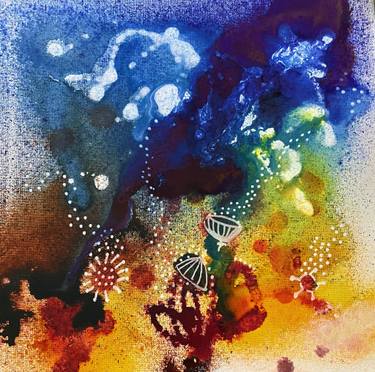 Original Abstract Botanic Mixed Media by Shelli Finch