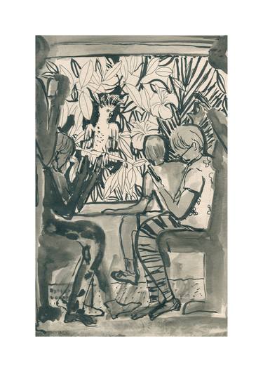 Original Figurative Train Printmaking by Elena Blanco