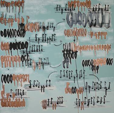 Original Abstract Expressionism Calligraphy Paintings by Nathalie Detsch Southworth
