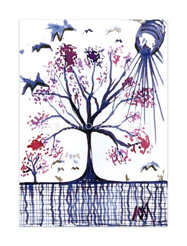 Original Fine Art Tree Drawings by Maria Marachowska