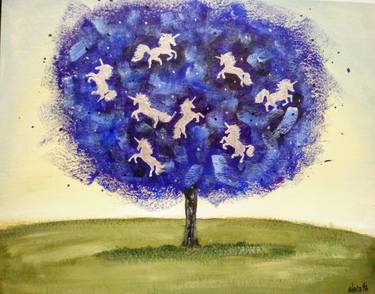 Original Surrealism Tree Paintings by Jelena Nova