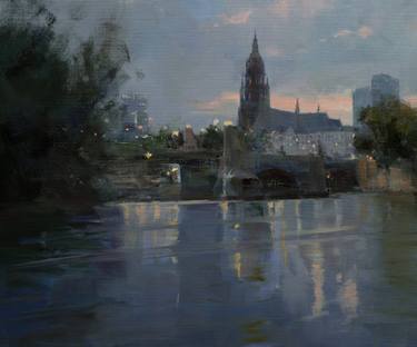 Original Abstract Expressionism Cities Painting by Yuri Pysar