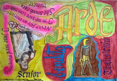 Original Abstract Classical Mythology Mixed Media by Helios Rossell