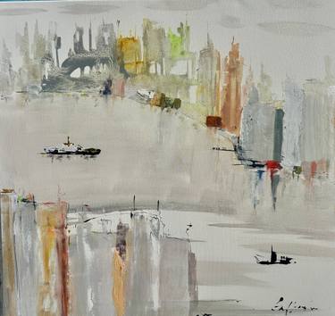 Original Abstract Architecture Painting by Gisela Gaffoglio