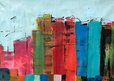 Original Abstract Architecture Paintings by Gisela Gaffoglio