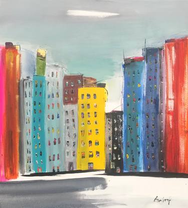 Original Abstract Architecture Paintings by Gisela Gaffoglio