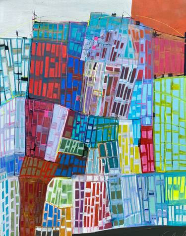 Original Abstract Architecture Paintings by Gisela Gaffoglio