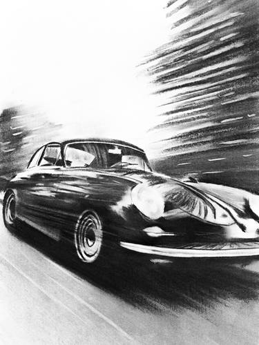 Original Black & White Car Drawing by Denny Stoekenbroek