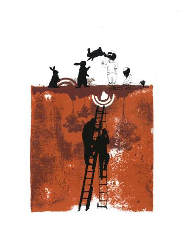 Original Surrealism Time Printmaking by Vaiva Kovieraite Trumpe