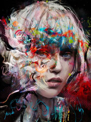 Original Abstract Expressionism Portrait Mixed Media by Yossi Kotler