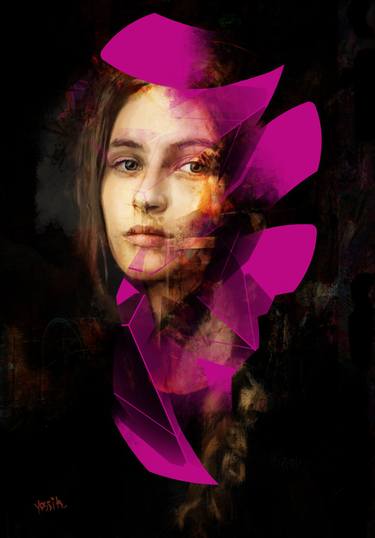 Original Abstract Expressionism Portrait Mixed Media by Yossi Kotler