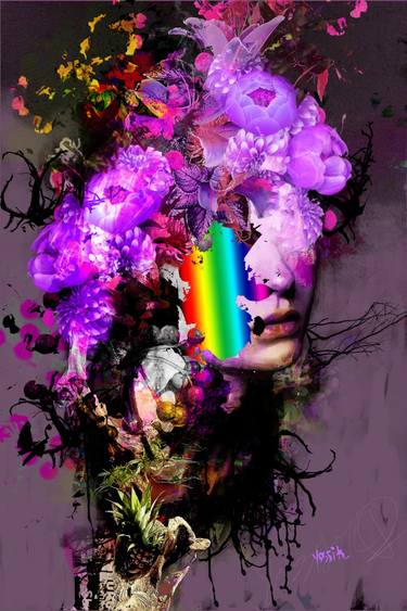 Original Abstract Expressionism Portrait Mixed Media by Yossi Kotler