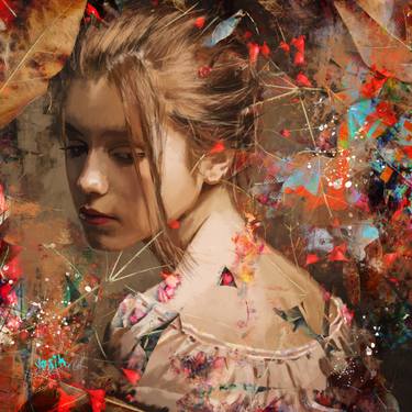 Original Abstract Expressionism Portrait Mixed Media by Yossi Kotler