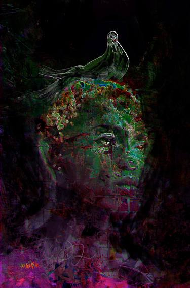 Original Abstract Expressionism Portrait Mixed Media by Yossi Kotler