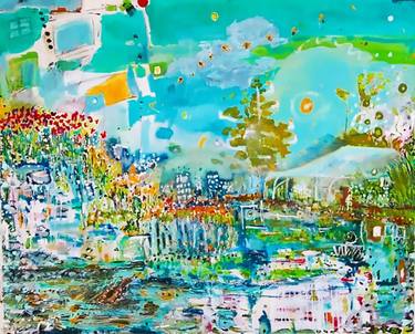 Original Impressionism Garden Painting by Cris Qualiana