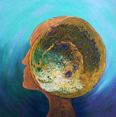 Original Abstract Portrait Painting by Balwina Van Den Brandeler