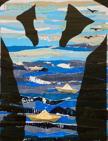 Original Surrealism Seascape Collage by Adam Collier Noel