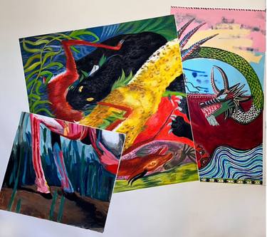 Original Conceptual Animal Paintings by János Huszti