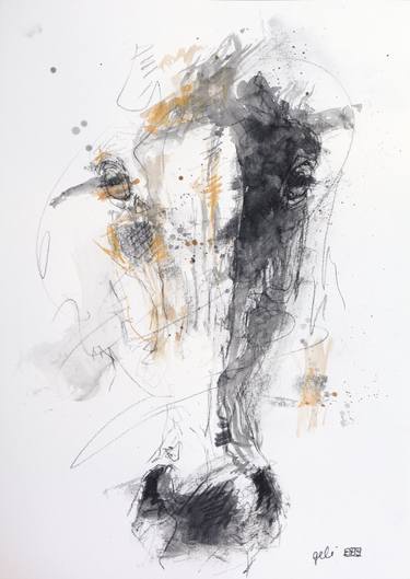 Original Expressionism Horse Drawings by Benedicte Gele