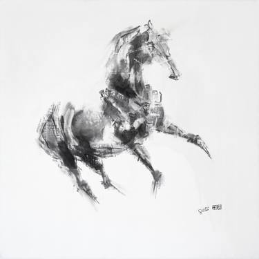 Original Expressionism Horse Drawings by Benedicte Gele