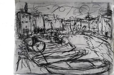 Original Abstract Expressionism Seascape Drawing by Brane Korez