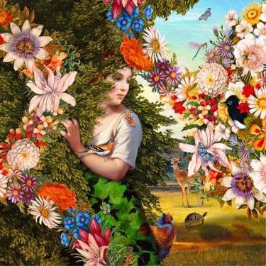 Original Figurative Floral Printmaking by Patrick Gonzales