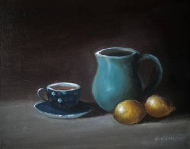 Original Expressionism Still Life Painting by Jun Jamosmos