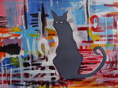 Print of Abstract Cats Paintings by Soso Kumsiashvili