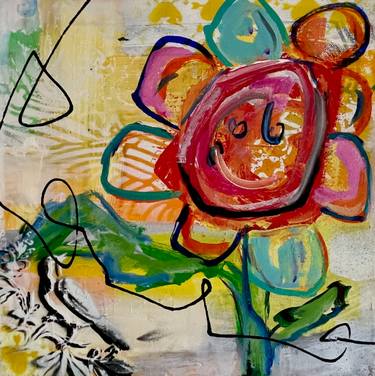 Original Dada Floral Painting by Mg Stout