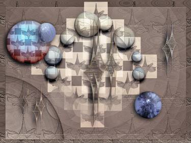 Original Abstract Geometric Mixed Media by Jean Constant