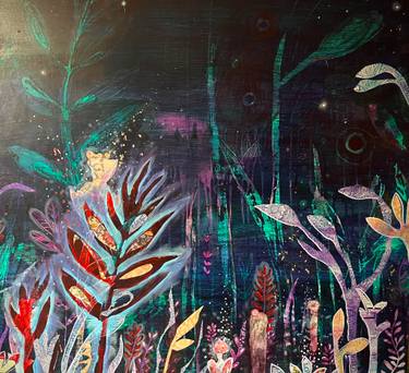 Original Abstract Expressionism Garden Painting by Jennifer Gillia Cutshall