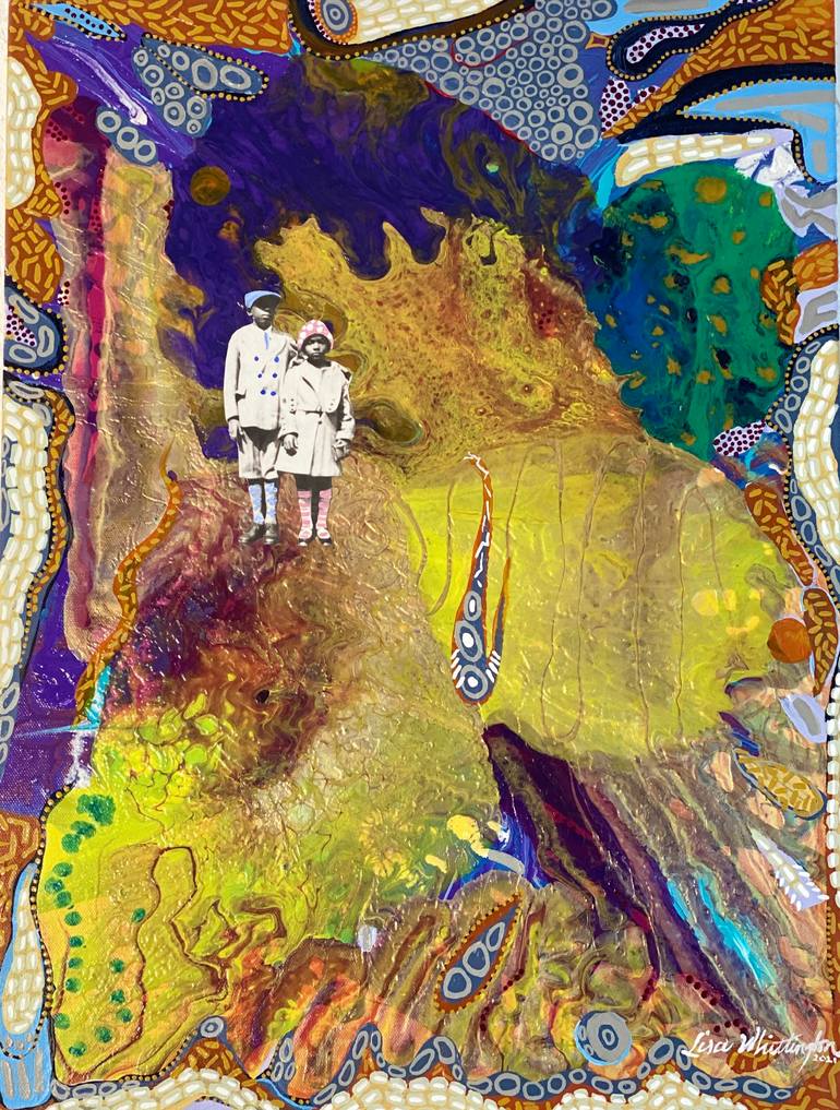 Original Abstract Expressionism Children Mixed Media by Lisa Whittington